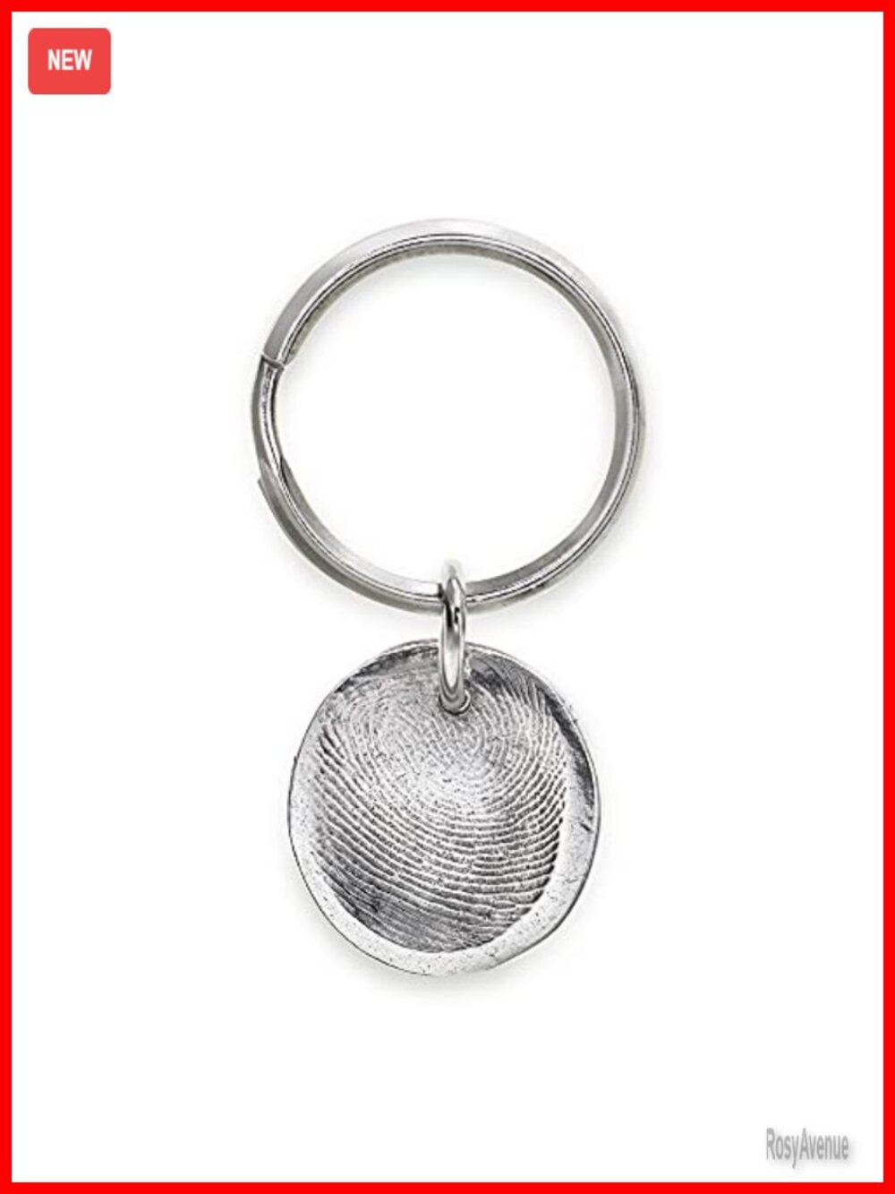 Custom Fingerprint Keyring Fine Silver Sterling Silver Rectangular - Picture 2 of 2
